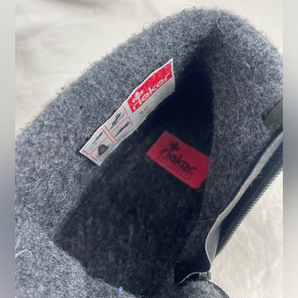 Rieker Women’s Size EU38 Leather Wool Ankle Bootie Green Funky Blue Red Spots - Picture 6 of 7